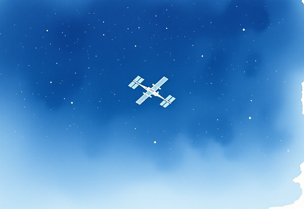 The ISS visible as a bright steady point of light crossing the sky at dusk, brighter than surrounding stars.